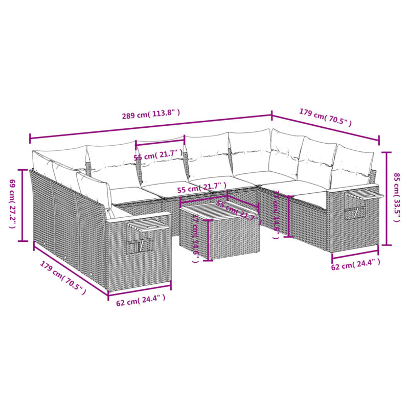 Ensemble de canapé de jardin Vidaxl beige
