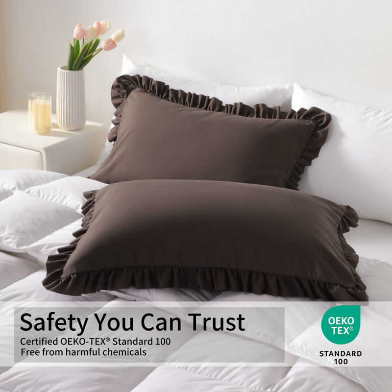 Solid Colour Pillowcase - Set of 2, King (20" x 36"), Chocolat