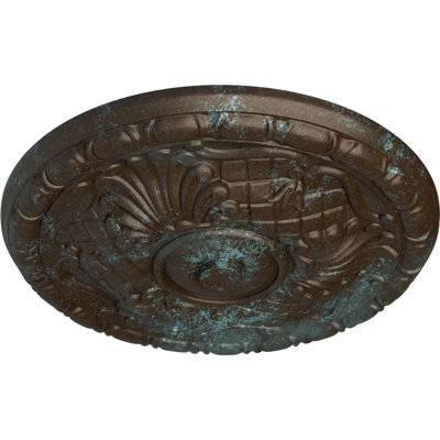 Endurathane Amelia Ceiling Medallion, 15 3/4"OD x 5/8"P (Fits Canopies up to 4 1/8"), Hand-Painted Bronze Blue Patina Finish