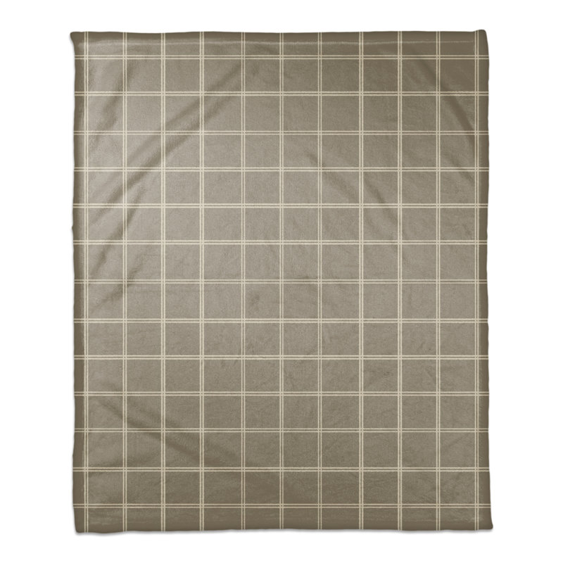 Hand Woven Throw Blanket, Taupe/White