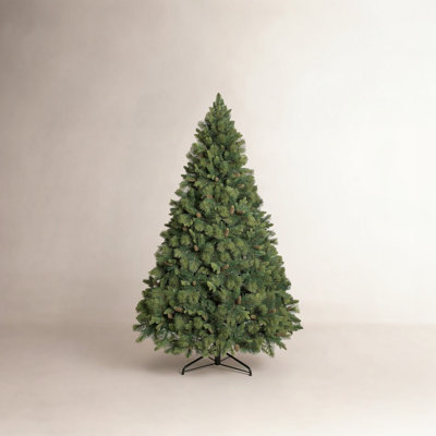 Pre-Lit Artificial Spruce Christmas Tree with Pine Cones