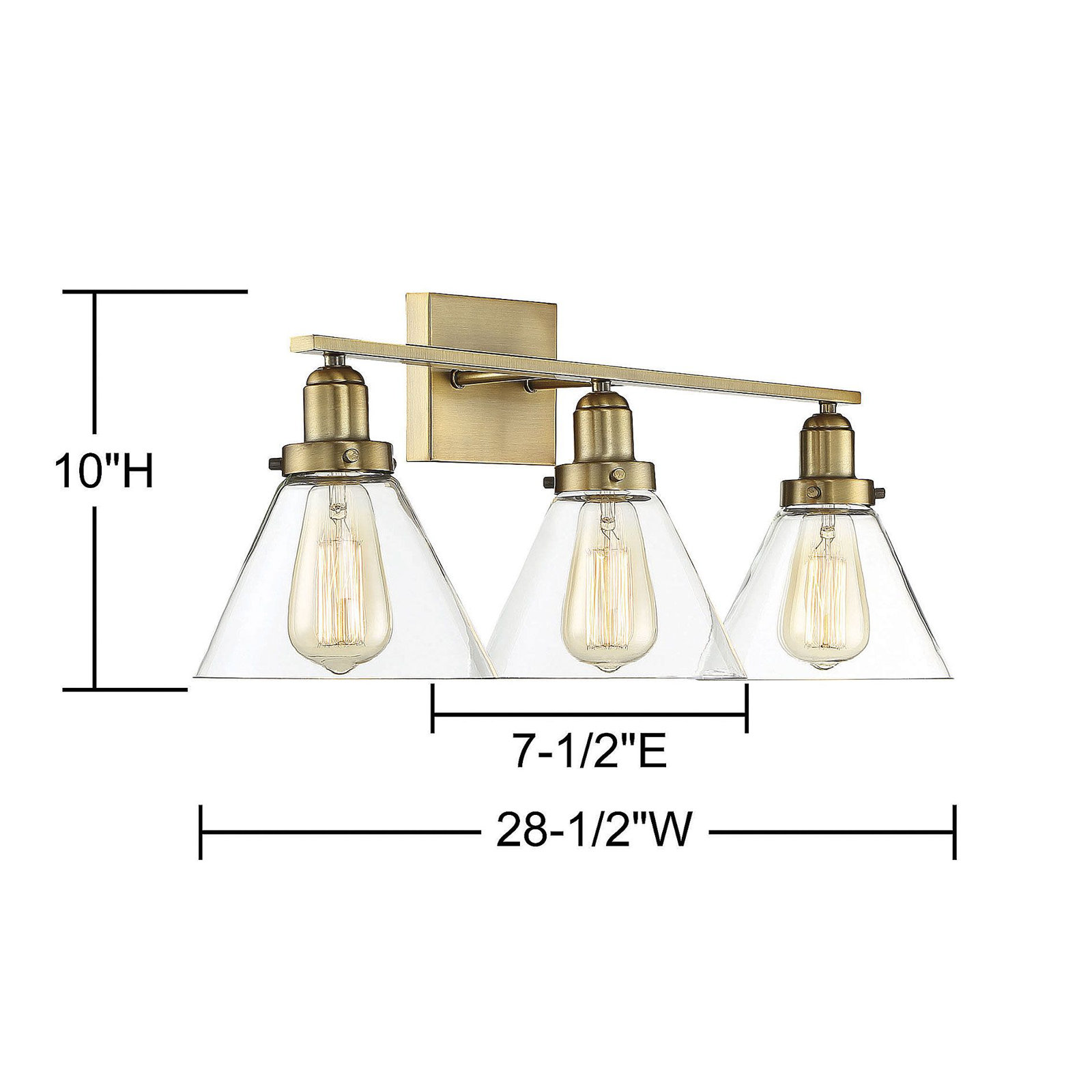 Catalina 3-Light Dimmable Bath Sconce, Warm Brass