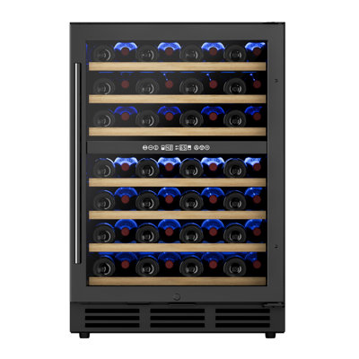 Simzlife Cellar Cooling Unit 23.5 In. Dual Zone 54-bottle Undercounter/ Freestanding Wine Cooler In Black