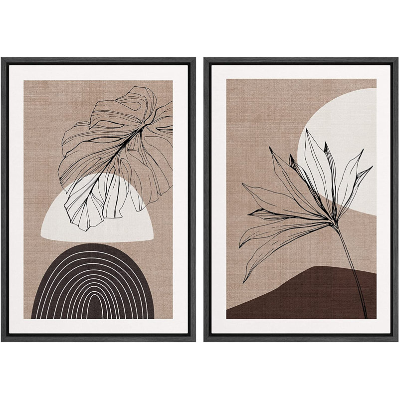 Ensemble d'art mural encadré moderne Mid Century Modern BohoIDEA4WALL, H 24 po x l 32 po x P 1,5 po, Noir
