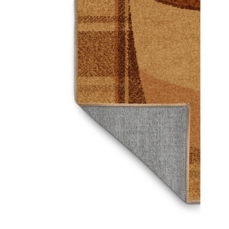 Machine Washable Fieldston Thanksgiving Modern & Contemporary Abstract Rug in Brown – LightBrown Binding, 7x9