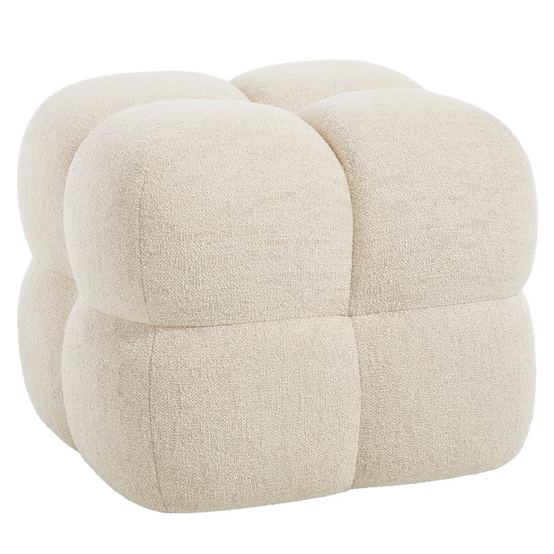 Robertas 53cm Wide Modern Upholstered Tufted Square Ottoman Footstool Accent Stool for Living Room Bedroom, Beige