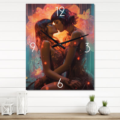 Retro Portrait Of Lovers Kissing Passionately IV - Couple Very Wall Clocks
