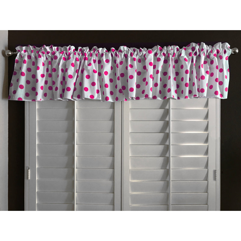 Cantonnière sur mesure en mélange de coton à pois 58 po Chrisman, L 58 po x L 20 po, Blanc / fuchsia