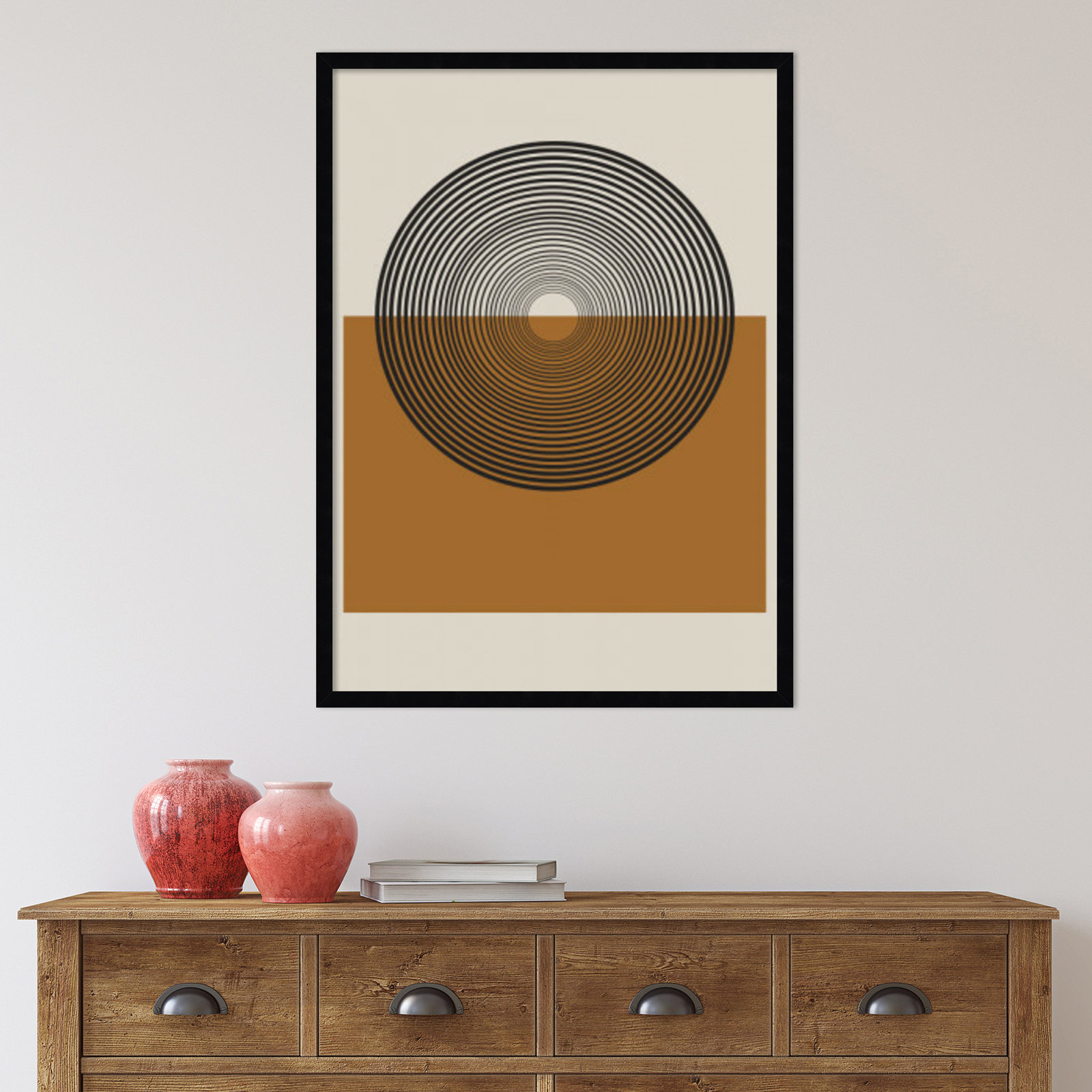 Retro Landscape Print, Black, 33" H x 24" W x 1" D