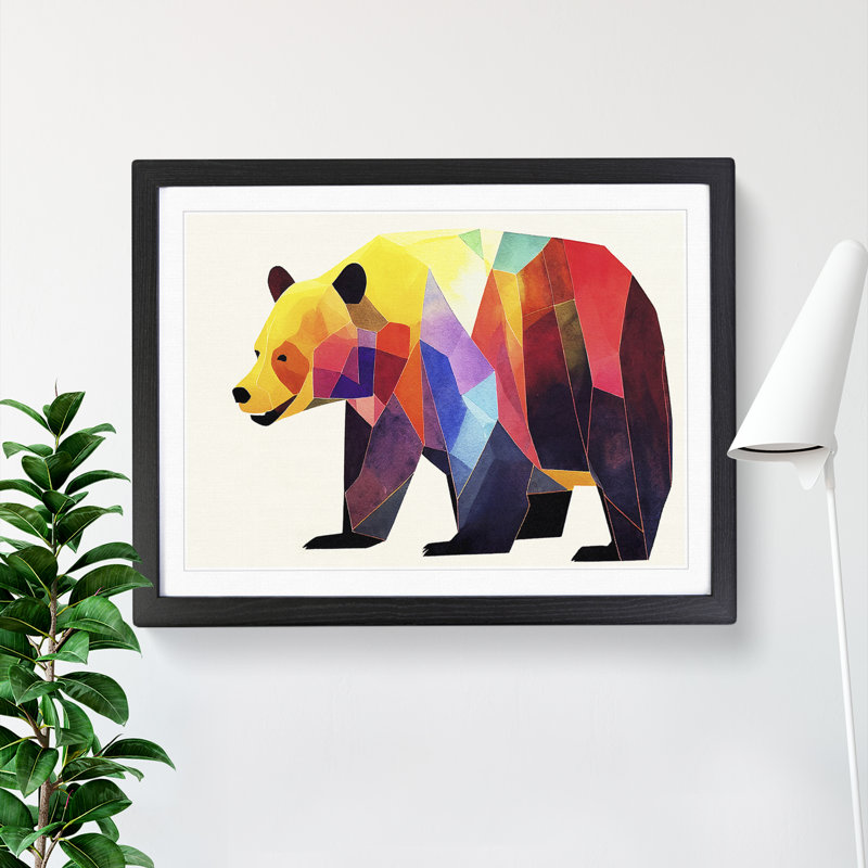 Watercolour Bear Vol.3 Abstract - Framed Print, Black Framed, 25cm H x 34cm W x 2cm D