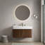 Meuble-lavabo suspendu de 76 cm et 91 cm avec lavabo, armoire de rangement murale, lavabo intégré en surface solide blanc brillant/beige crème chaud, 3 trous prépercés pour robinetterie, portes à fermeture amortie, armoire en noyer et chêne clair-648485170-648485177-648485180