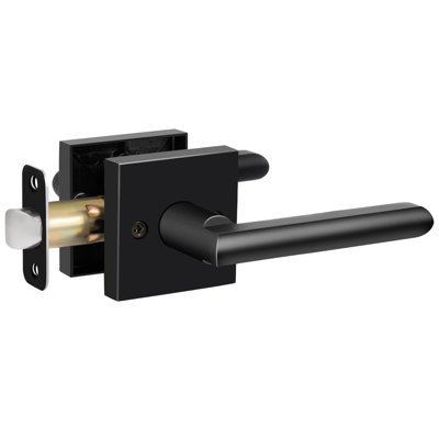 Levier de porte de passage avec plaque carrée pour lit et salle de bain sans clé