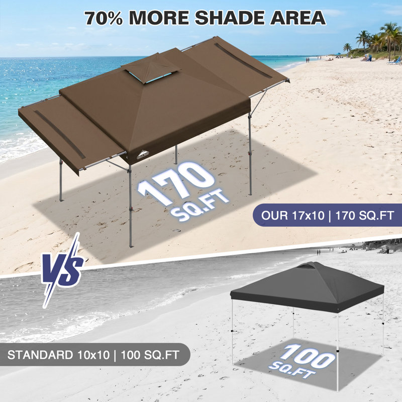 Pop Up Canopies 17 Ft. W x 10 Ft. D Metal Patio Gazebo, Brown