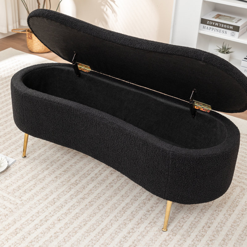Banc de rangement rembourré Kaybree, Noir