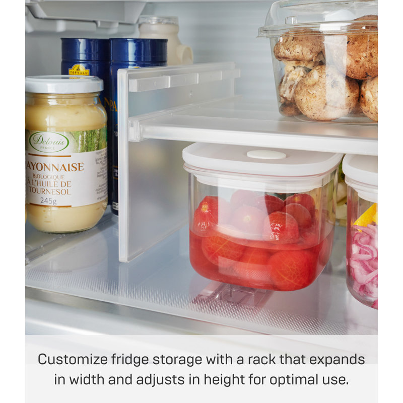 White Expandable Plastic Refrigerator Riser Shelf