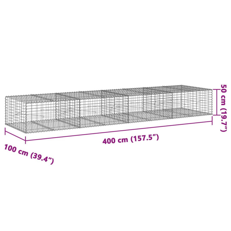Clôture de bordure en métal argenté, 13 pi X l 2 pi X P 3 pi D