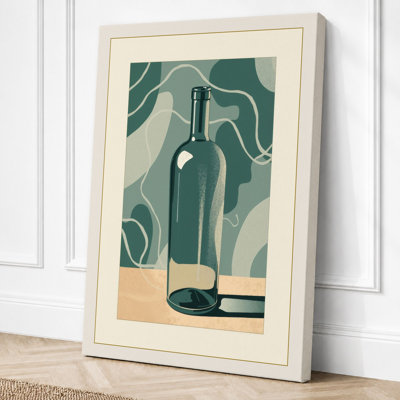 Wine Bottles Modernist Art Deco - Wrapped Canvas