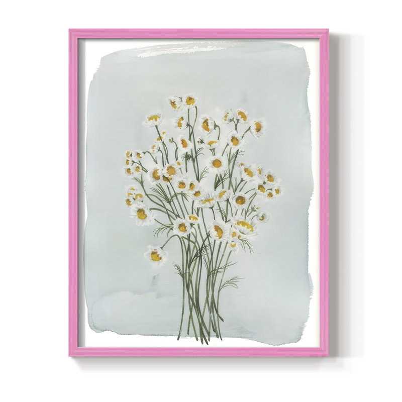 «Chamomile Bouquet II», reproduction encadrée - bois massif, H 30 po x l 24 po, Rose