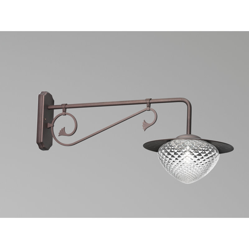 Brown Hammered Glass Outdoor Barn Light