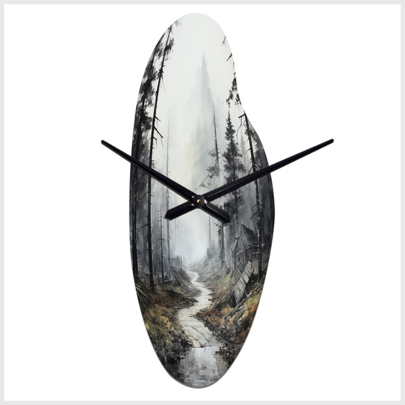 Barnea - Curved Shape Large Grey Wall Clock - Unique Shape, Grand