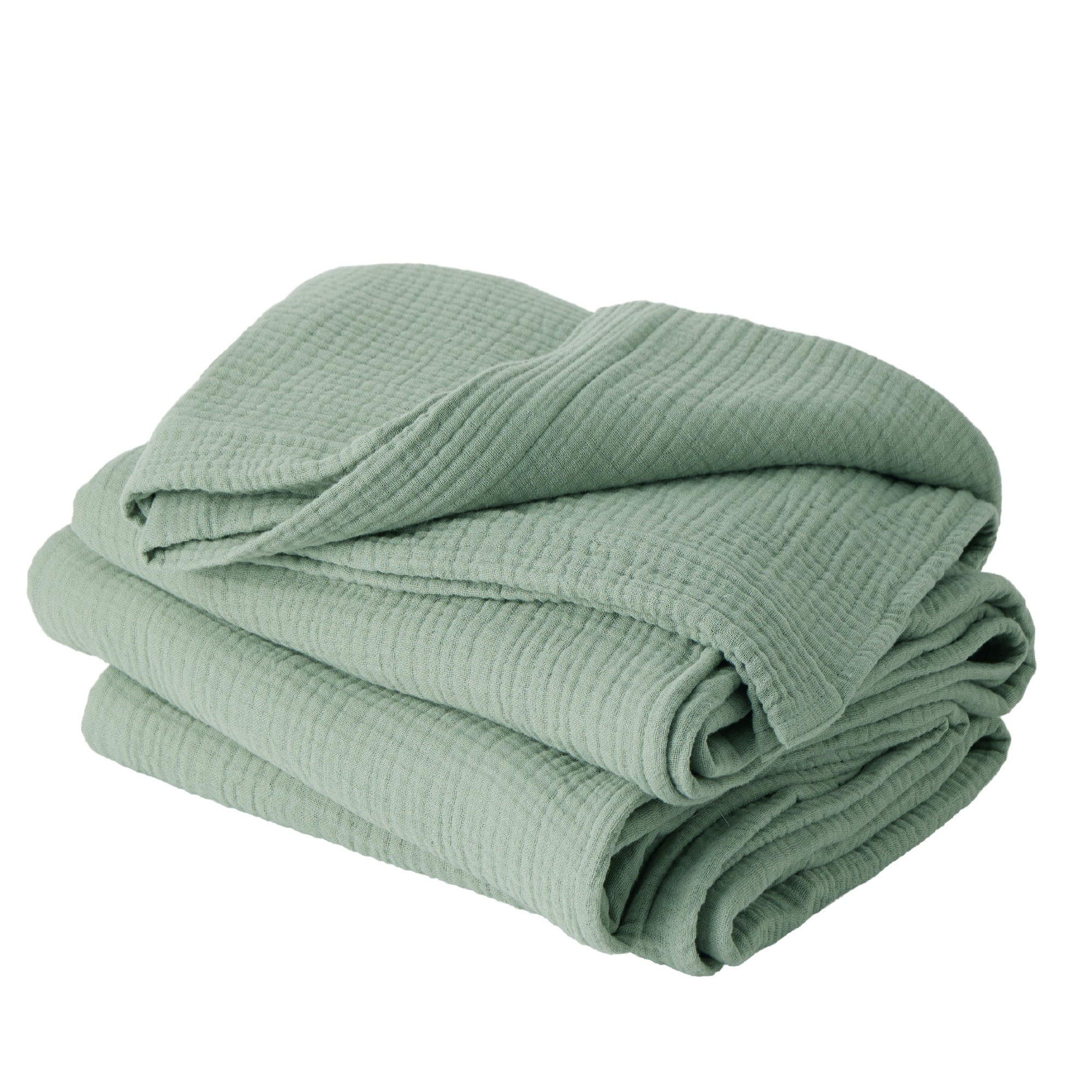 Bedsure 200gsm 100% Cotton Lightweight Muslin Blanket GentleSoft™️for Spring & Summer, Sage Green, King