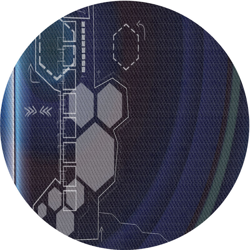 Tapis géométrique bleu marine / gris, Rond 4 pi
