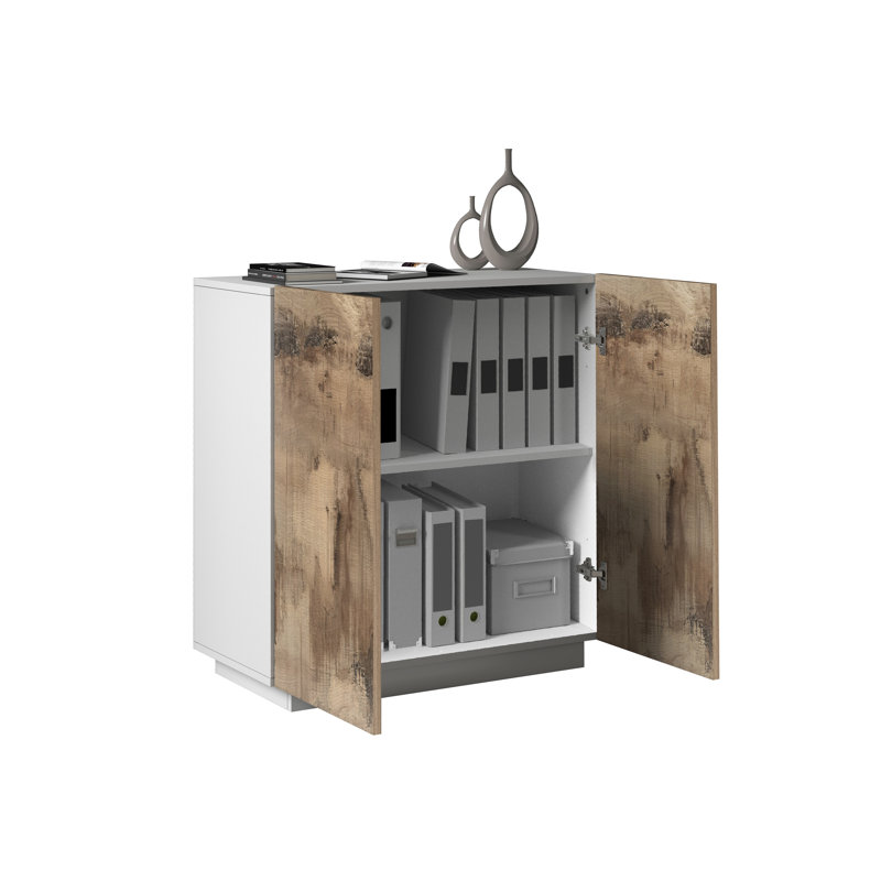 Sawaira 2 -Door 1 -Shelf Storage Cabinet, Brown