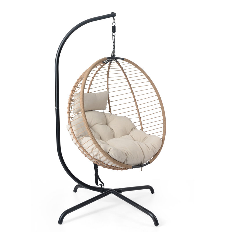 Chaise d'extérieur avec support - coussin beige, structure en fer, convient aux petits jardins, 45 po de profondeur et matériau principal, jouit d'espaces parfaits, poids de 53,28 lb