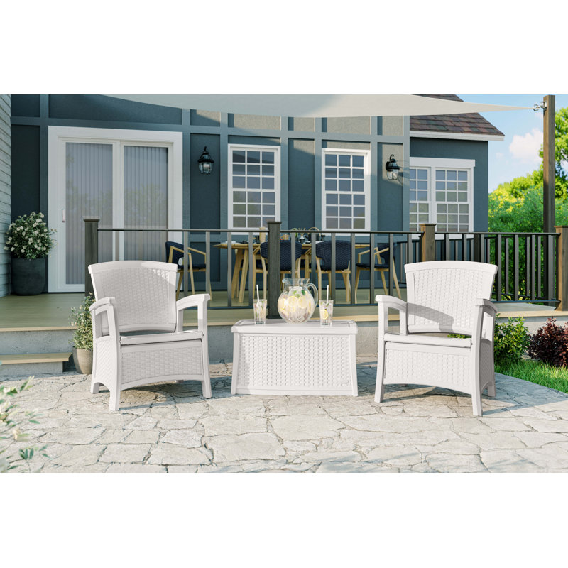 Ice Cube White Plastic Outdoor Coffee Table with Storage