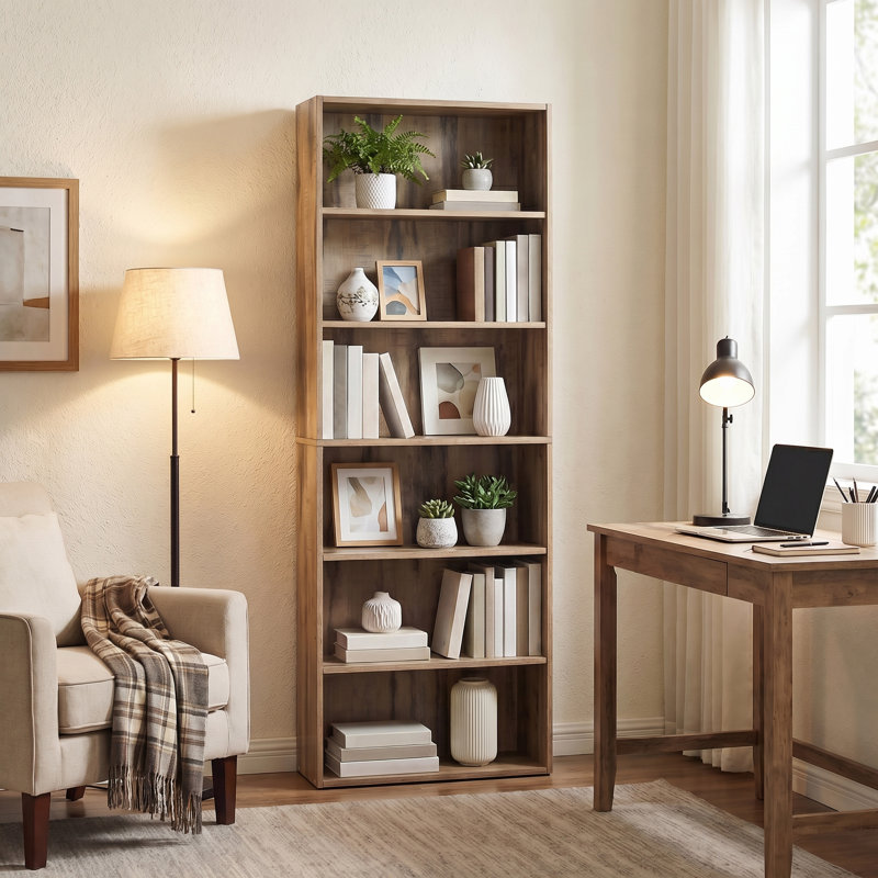 Sylvan 6 Tier 63" H x 24" W Standard Bookcase, Camel Brown