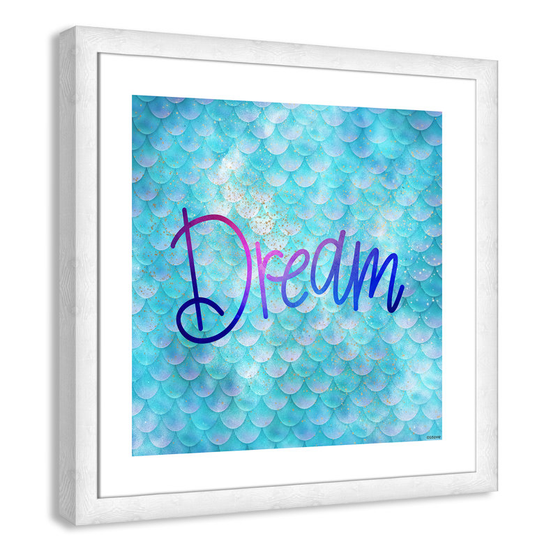 Décoration murale crème Dream Kids, H 24,5 po x l 24,5 po x P 0,63 po, Encadré plat à grain de bois blanc