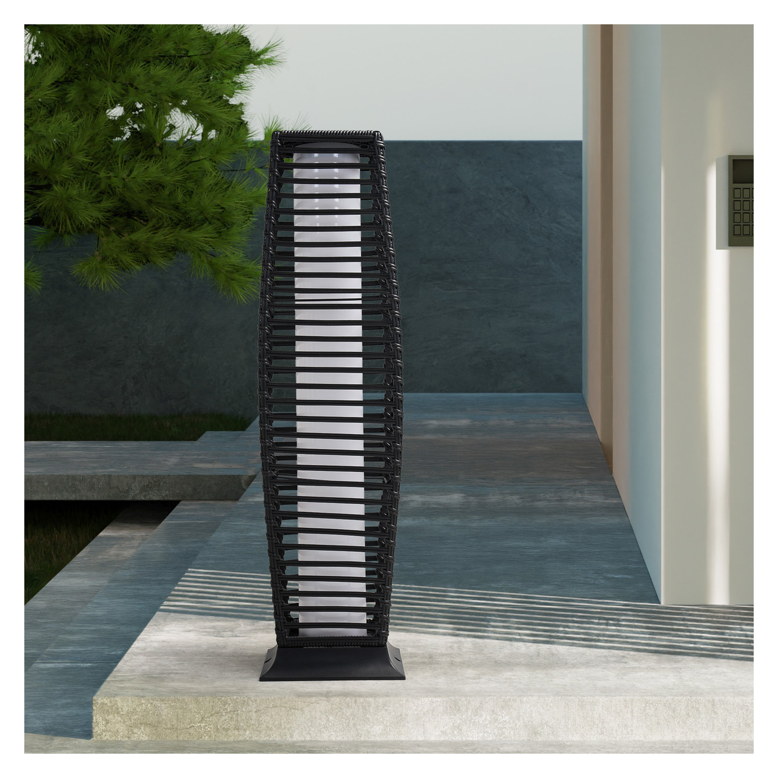 Freida Solar Powered Wicker Floor Lamp, 31" H x 8.3" W x 8.3" D