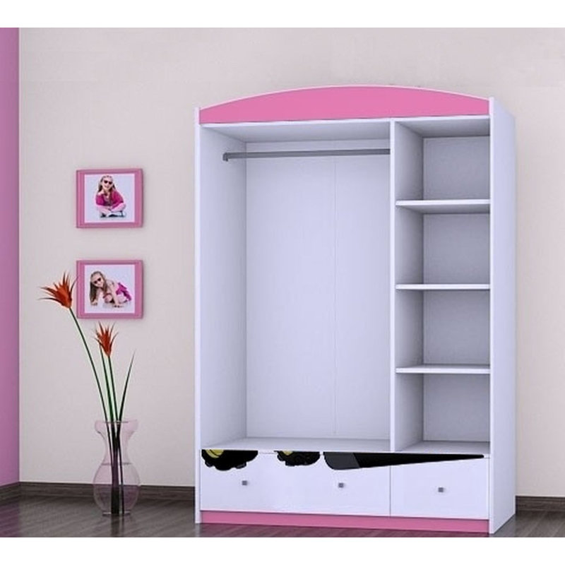 Artin 3 Door Wardrobe, Pink