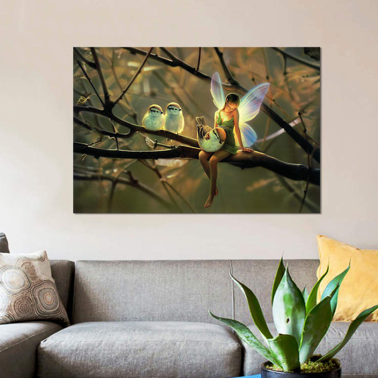 «Feathered Friends, Night», reproduction d'impression sur toile, H 26 po x l 40 po x P 1,5 po, Toile tendue, Pas de tapis