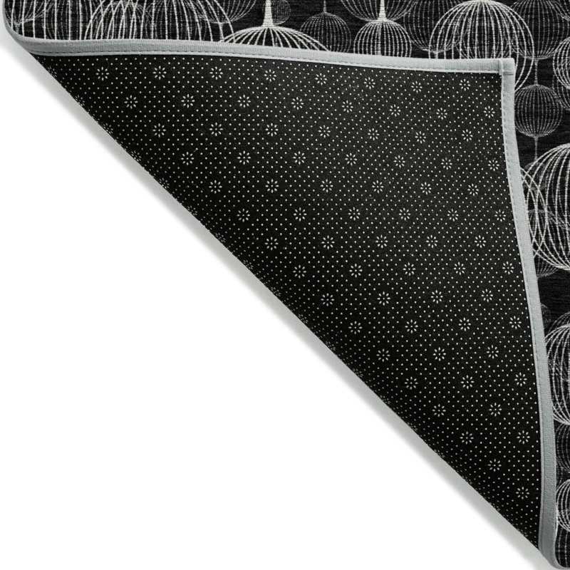 8' X 10' Black Charcoal And Ivory Geometric Washable Indoor Outdoor Area Rug