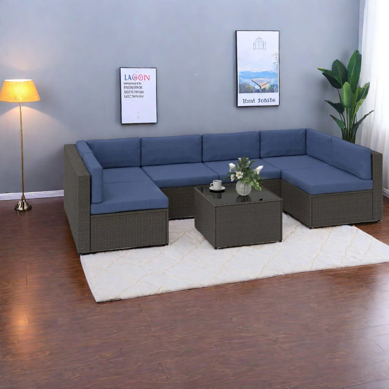Ensemble de patio moderne en métal et rotin pour siège
