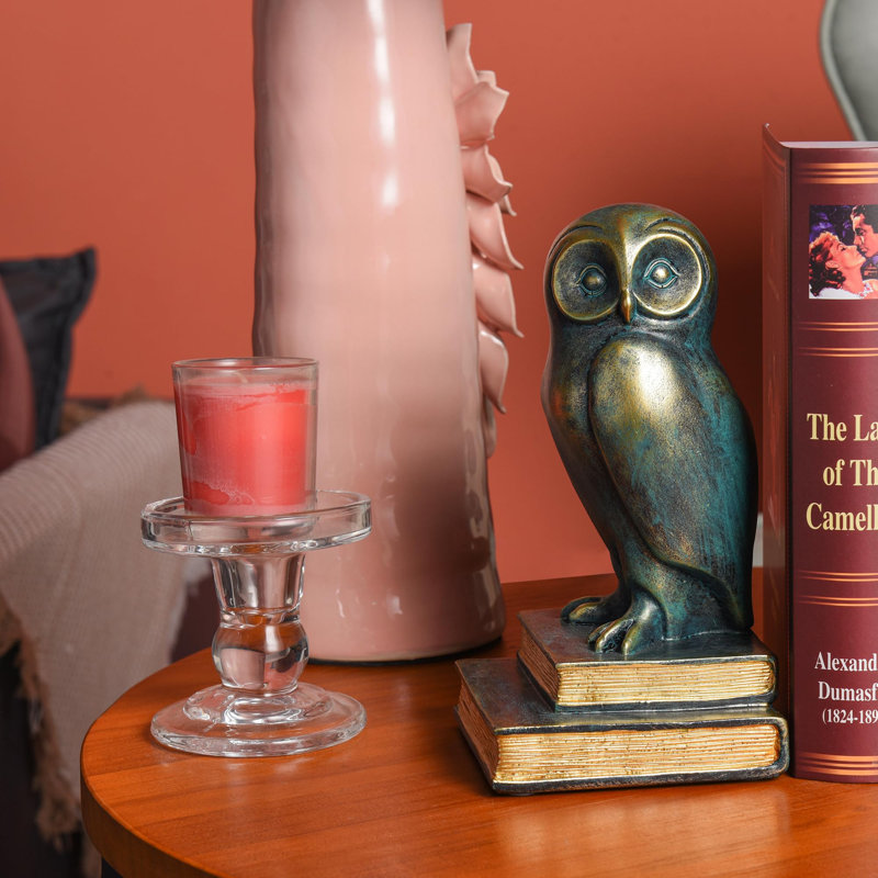 Serre-livres pour étagères, serre-livres décoratifs chouette, livres pour oiseaux, livres uniques avec base anti-dérapante, serre-livres luxueux (bronze)