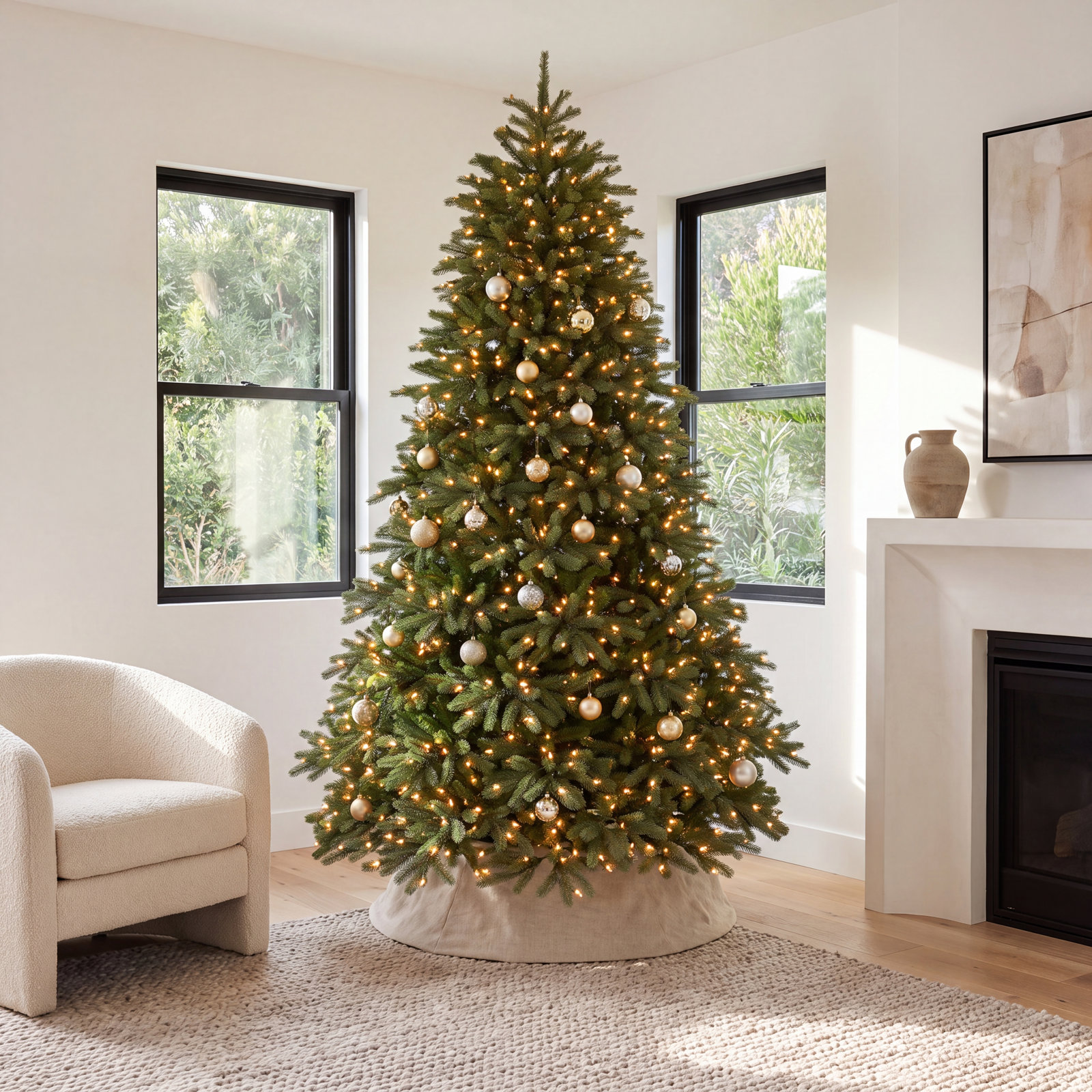 Flocked Pre-Lit Fir Christmas Tree, 7.5'