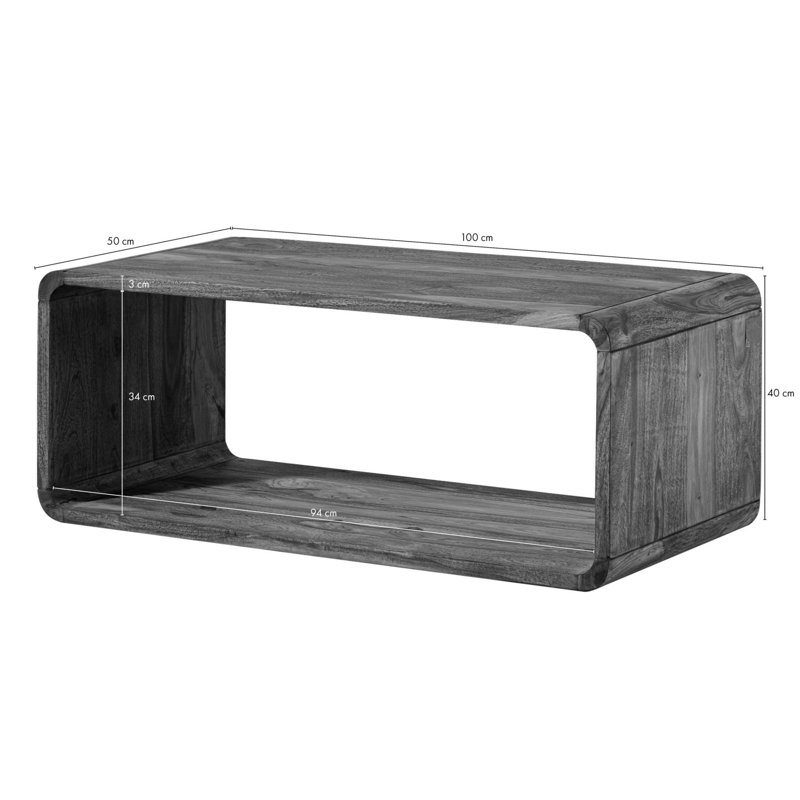 Solid Wood Floor Shelf Coffee Table with Storage, Natural