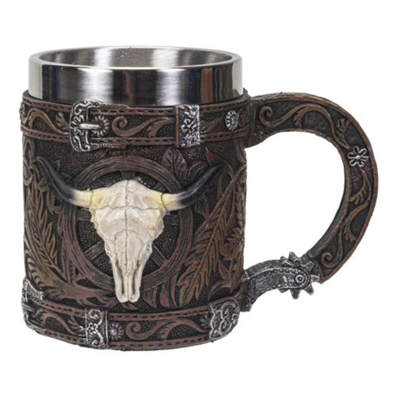 Tasse en résine de crâne de vache Western