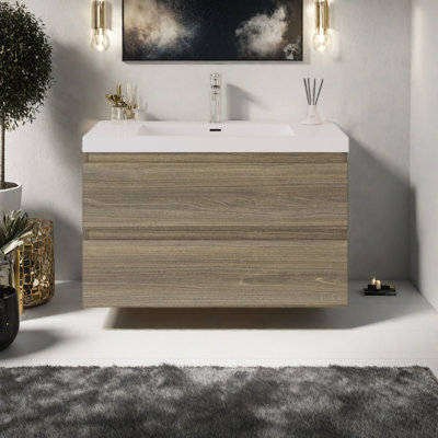 Meuble-lavabo mural 36 po avec lavabo et lavabo en résine
