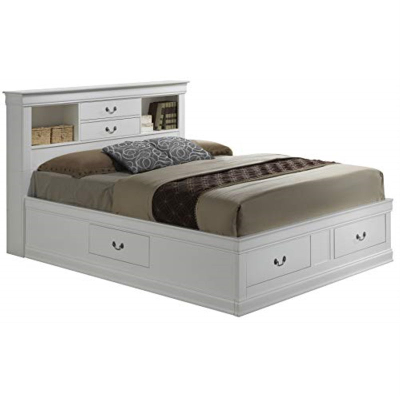 Citronelle Bookcase Storage Bed, Queen, White