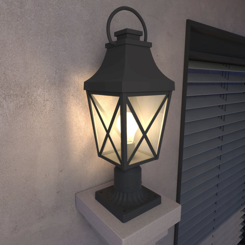 Outdoor Post Light,Lamp Post Light Fixture,Post Lantern With Pier Mount Base,Textured Black,Suitable For Gardens, Yards Or Entrances