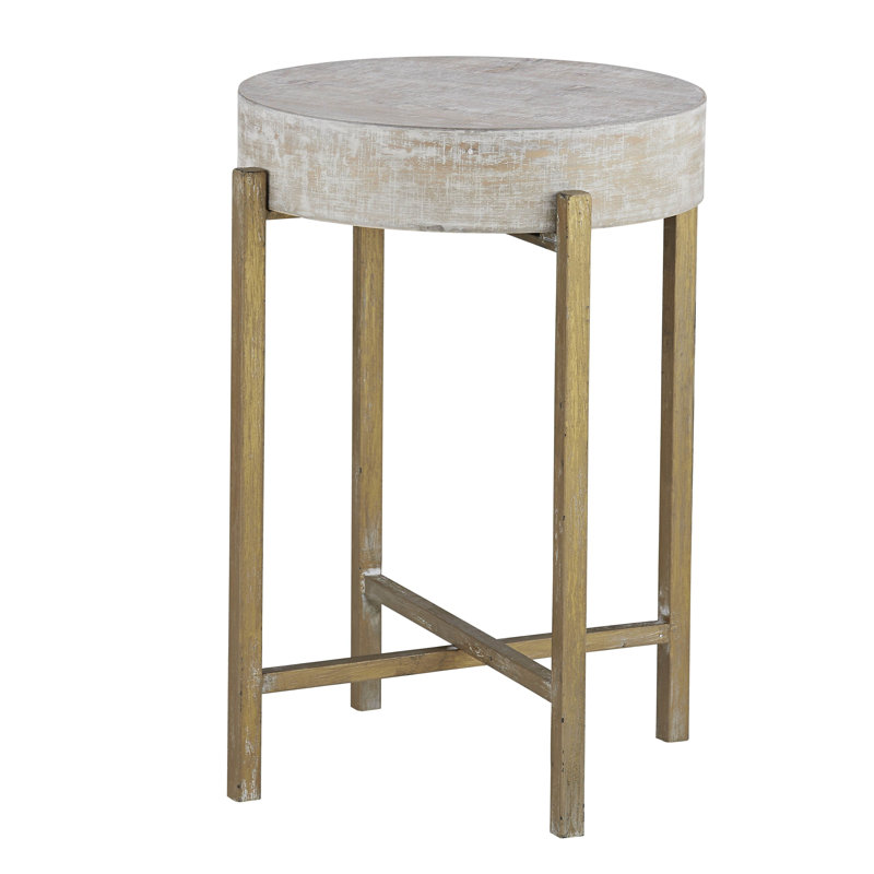 Table de bout en bois Collin, Blanc