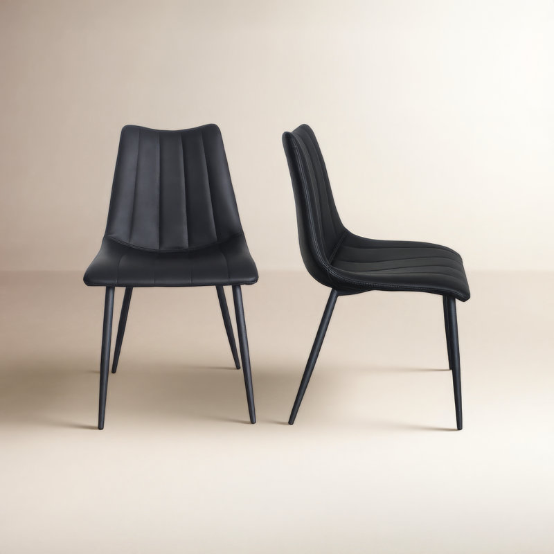 Finnigan 18'' H Polyurethane Upholstered Side Chair, Black
