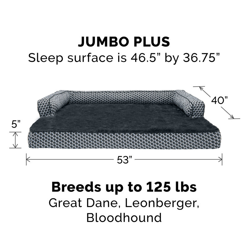 Diamond Gray Orthopedic Large Pet Sofa Bed with Bolsters