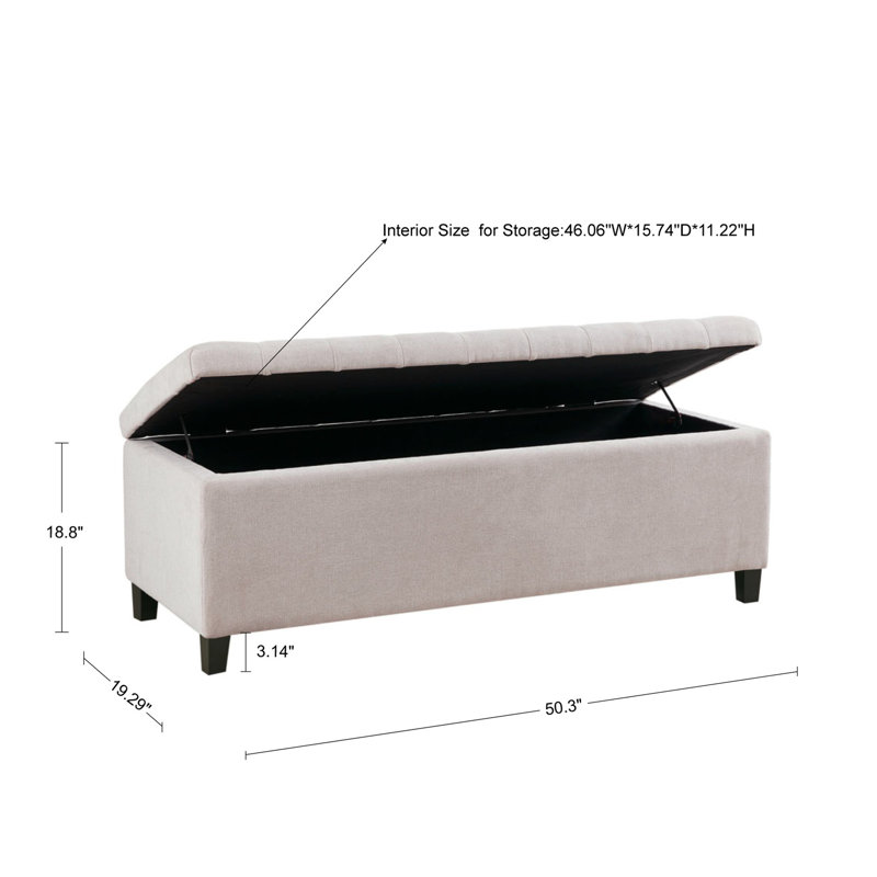 Banc de rangement capitonné à fermeture douce