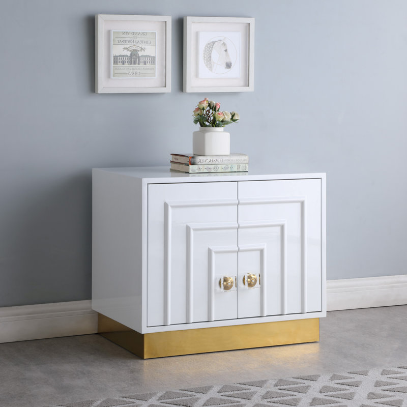 Table de chevet en bois massif Dickens, Blanc