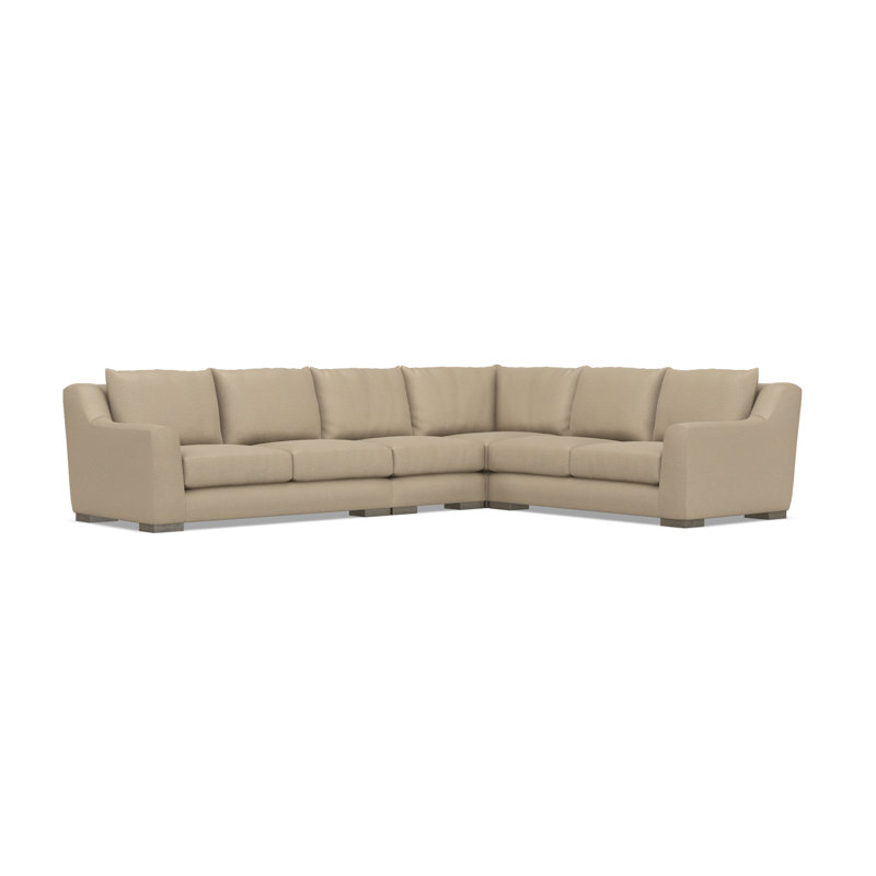 Gabi 5-Piece Fabric Sectional, Taupe Polyester, 35" H x  140" W x 110" D, Right Hand Facing
