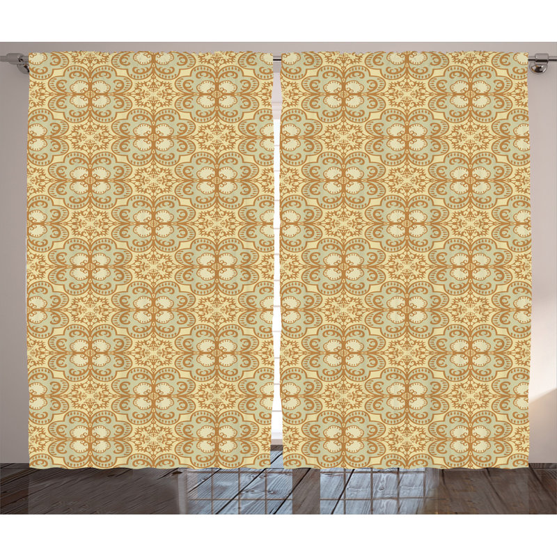 Damask Semi-Sheer Rod Pocket Curtain Panels, 54" x 108"